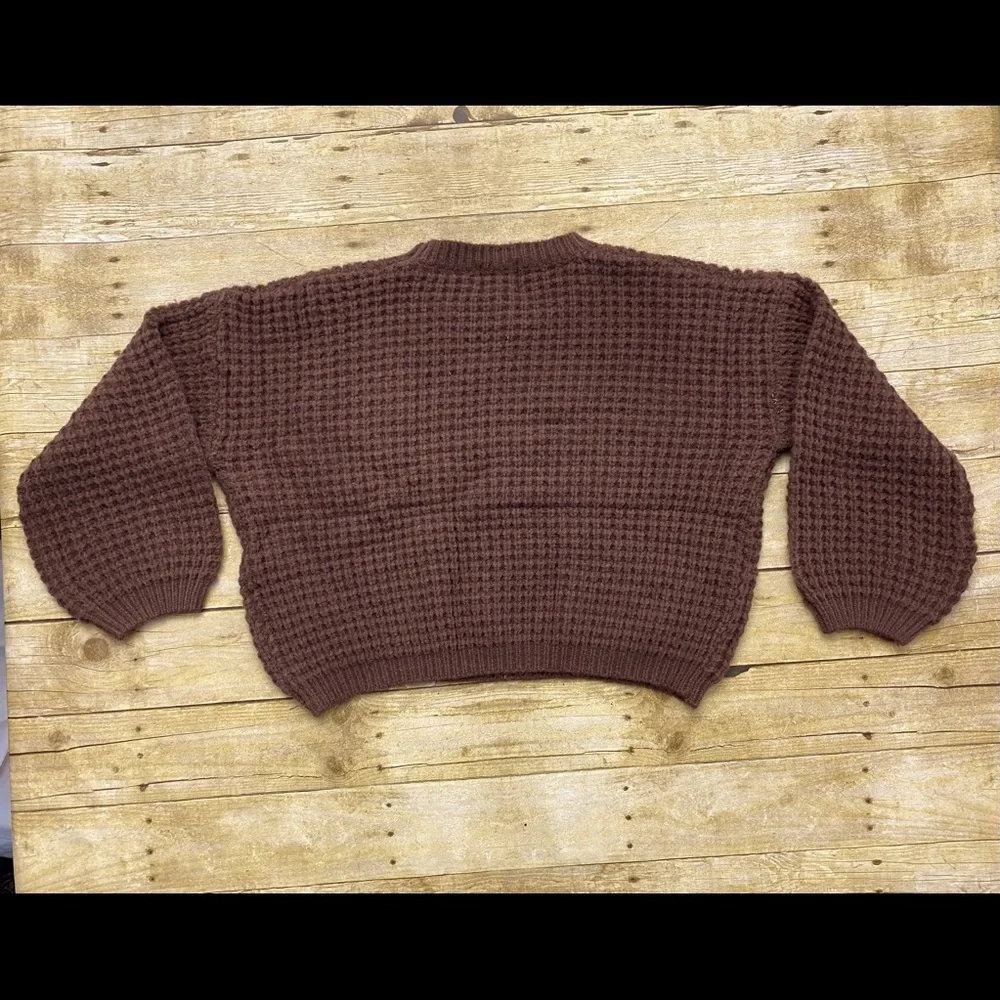 NWT Princes Polly KOBIE BALLON SLEEVE SWEATER BROWNsz S/M - Picture 5 of 6